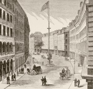 Franklin Street, Boston, Massachusetts negli anni 1870