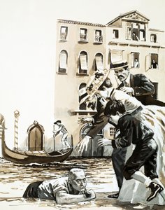 Frederick Rolfe esce da un canale a Venezia da English School