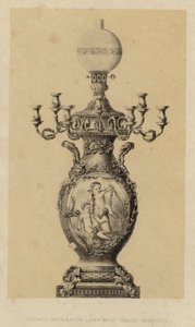 Lampada moderatrice francese con rami di candela (litografia)