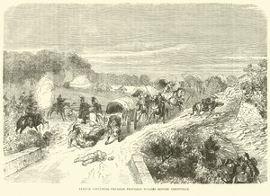 Francesi che catturano carri di provviste prussiani prima di Thionville, settembre 1870 da English School