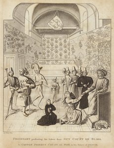 Froissart presenta le sue lettere da Guy Court de Blois a Gaston Phoebus, conte di Foix, nel suo palazzo di Orthez da English School
