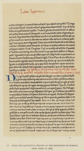 Dal Lactantius, stampato al Monastero di Subiaco, vicino a Roma, nel 1465 da English School