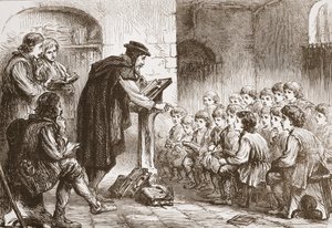 La scuola di Froment al Molard, illustrazione da La storia del protestantesimo di James Aitken Wylie (1808-1890), pub. 1878 da English School