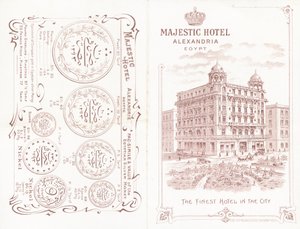 Copertina anteriore e posteriore del dépliant per il Majestic Hotel di Alessandria