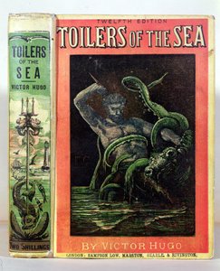 Copertina di I lavoratori del mare di Victor Hugo (1802-85) pubblicato a Londra, 1881