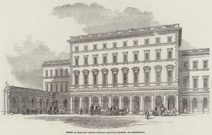 Facciata della nuova Stazione Ferroviaria Grand Central, a Birmingham (incisione) da English School