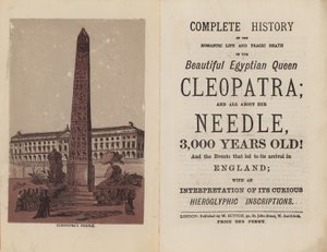 Frontespizio e pagina del titolo per Storia completa della vita romantica e della tragica morte della bella regina egiziana Cleopatra da English School