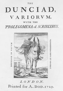 Frontespizio e frontespizio di The Dunciad Variorum di Alexander Pope, 1729 da English School