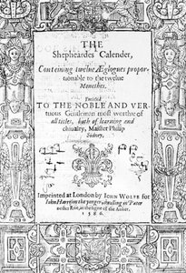 Frontespizio di The Shepheardes Calender di Esmond Spenser (1552-99), pubblicato nel 1586 da English School