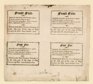 Frost Fair del 1814. Souvenir stampati sul ghiaccio da English School