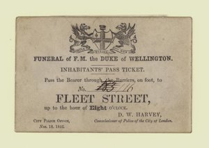 Funerale del Duca di Wellington, biglietto di passaggio per gli abitanti da English School