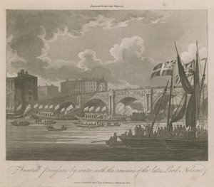 Processione funebre per acqua con i resti del defunto Lord Nelson da English School