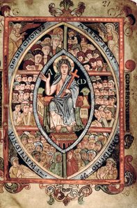 Cristo in Maestà, dal Salterio di Athelstan, Vecchio Minster, Winchester, 925-50 (pergamena) da English School