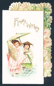 Ragazza geisha e ragazza cinese da English School