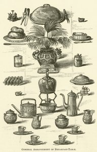 Disposizione generale del tavolo della colazione (incisione)
