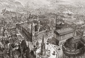 Veduta generale di Birmingham, West Midlands, Inghilterra da English School