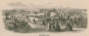 Vista generale delle persone che camminano a Battersea Park da English School