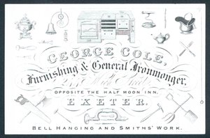 George Cole, ferramenta e ferramenta generale, biglietto commerciale da English School