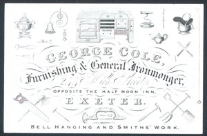 George Cole, ferramenta e ferramenta generale, biglietto commerciale da English School