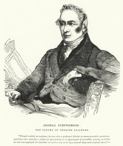 George Stephenson, il padre delle ferrovie inglesi (incisione) da English School