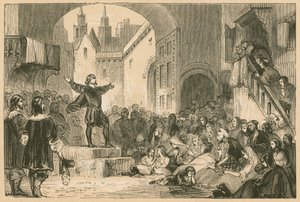 George Wishart che predica a Dundee durante la peste da English School