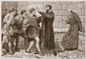 George Wishart che protegge il suo aspirante assassino, illustrazione da 