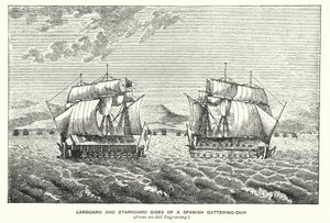Gibilterra: Lati di babordo e tribordo di una nave da battaglia spagnola