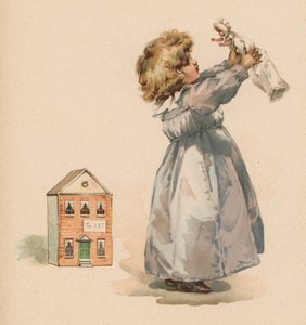 Ragazza con bambola (cromolitografia)