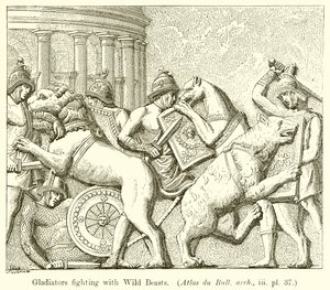 Gladiatori che combattono con bestie selvatiche (Atlas du Bull. arch., iii. pl. 37) da English School