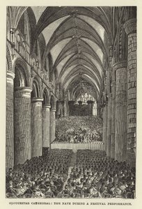 Cattedrale di Gloucester, la navata durante una performance del festival da English School