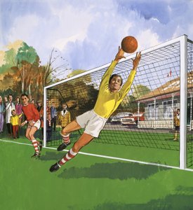 Portiere nella partita di calcio