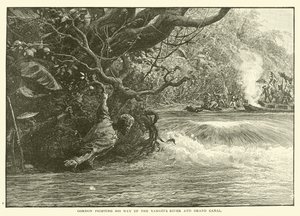 Gordon che combatte risalendo il fiume Yangtze e il Gran Canale (incisione) da English School