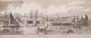 Grand Panorama di Londra, dal fiume Tamigi verso Shadwell, East India Docks e Limehouse, 1849 da English School