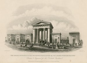 Grande ingresso alla stazione metropolitana della North Western Railway, Londra da English School
