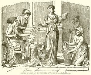 Donne greche nei lavori domestici da English School