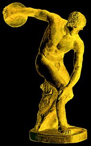 Atleta greco che lancia il disco, illustrazione da Cassells Illustrated Universal History di Edward Ollier, 1890 (immagine digitalmente migliorata)