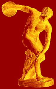 Atleta greco che lancia il disco, illustrazione da Cassells Illustrated Universal History di Edward Ollier, 1890