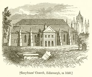 Chiesa di Greyfriars, Edimburgo, nel 1640 da English School