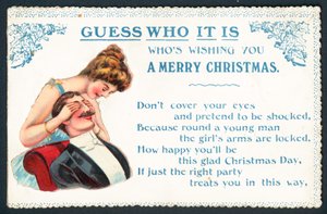 Indovina chi? Signora che prende in giro un uomo! Biglietto di Natale da English School