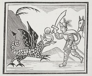 Guy e il drago della Northumbria, illustrazione da Chap-books del XVIII secolo di John Ashton, pub. 1882
