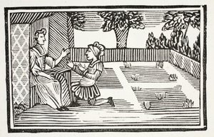 Guy corteggia Fair Phillis, illustrazione da Chap-books del XVIII secolo di John Ashton, pub. 1882 da English School