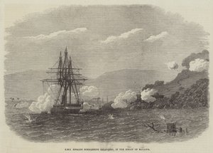 La HMS Rinaldo bombarda Salangore, nello Stretto di Malacca da English School