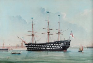 HMS Victory nel porto di Portsmouth, c.1860