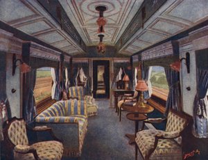Il compartimento del giorno di Sua Maestà la Regina, Salone Reale, London and North Western Railway da English School