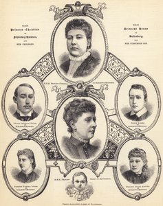 SAR la Principessa Christian di Schleswig-Holstein e SAR la Principessa Henry di Battenberg, e i loro Figli (incisione) da English School
