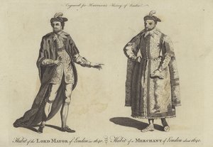 Abito del sindaco di Londra nel 1640 e abito di un mercante di Londra nel 1640