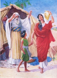 Agar e Ismaele, da The Bible Picture Book pubblicato da Thomas Nelson, c.1950 da English School
