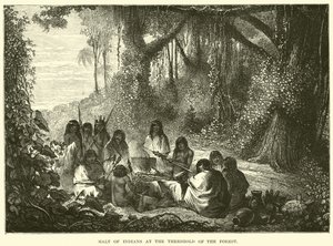 Sosta degli indiani alla soglia della foresta da English School