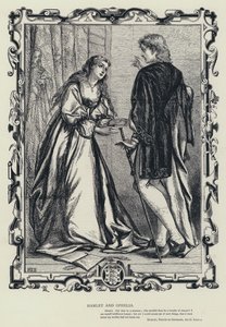 Amleto e Ofelia, Amleto, Principe di Danimarca, Atto III, Scena 1 (incisione) da English School