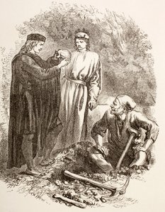 Amleto tiene il teschio di Yorick, illustrazione dell